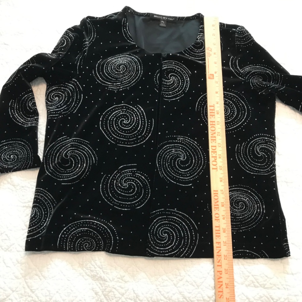 Dressy Briggs NY black velour faux 2-piece with glittery silver swirls (PL) - Picture 6 of 16
